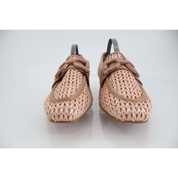 Steve Madden Womens Ryann Chain Loafers Beige Pink Rafia Square Toe Size 7 - Picture 3 of 12